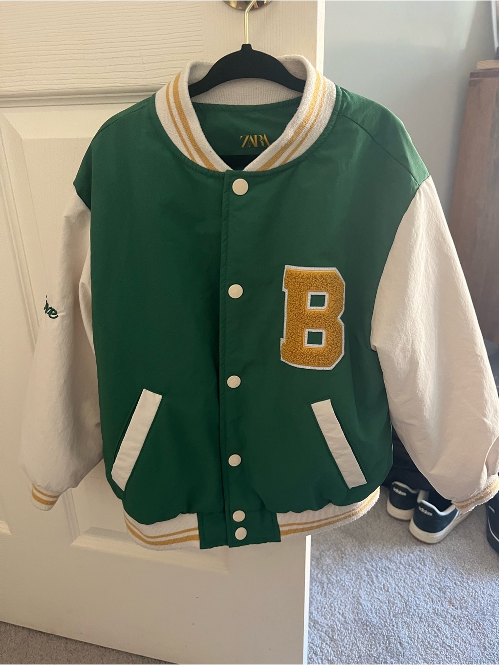 Zara Green, White & Yellow Letterman Jacket